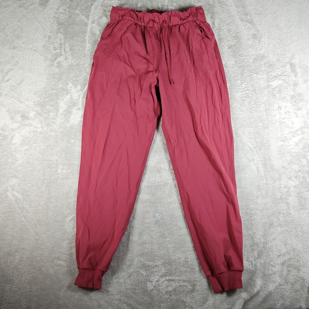 Lululemon Stretch High Rise Joggers Womens 8 Red Activewear Running Full Length